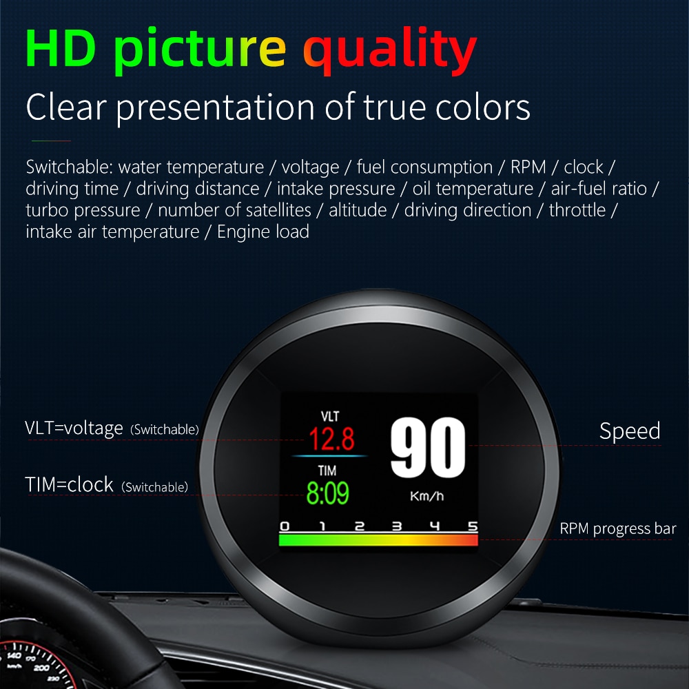 HUD P11 ڵ   ÷     OBD OBD2 ڵ GPS ͺ  ӵ ׺ º ǻ
